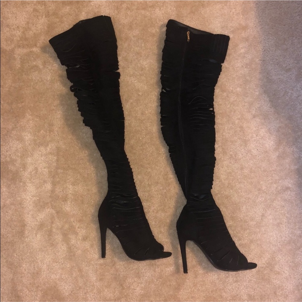 Black thigh high boots